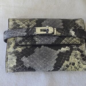 Iconic Snakeskin Embossed Vegan Leather Turn-Lock Wallet